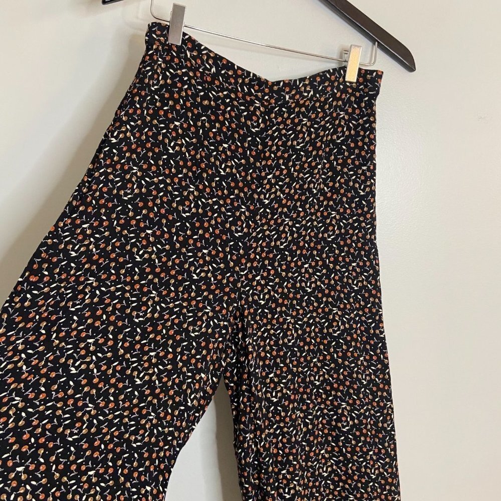 Free People Black Easy Peasy Cherry Crepe Wide Leg-sz 4 - Picture 5 of 8